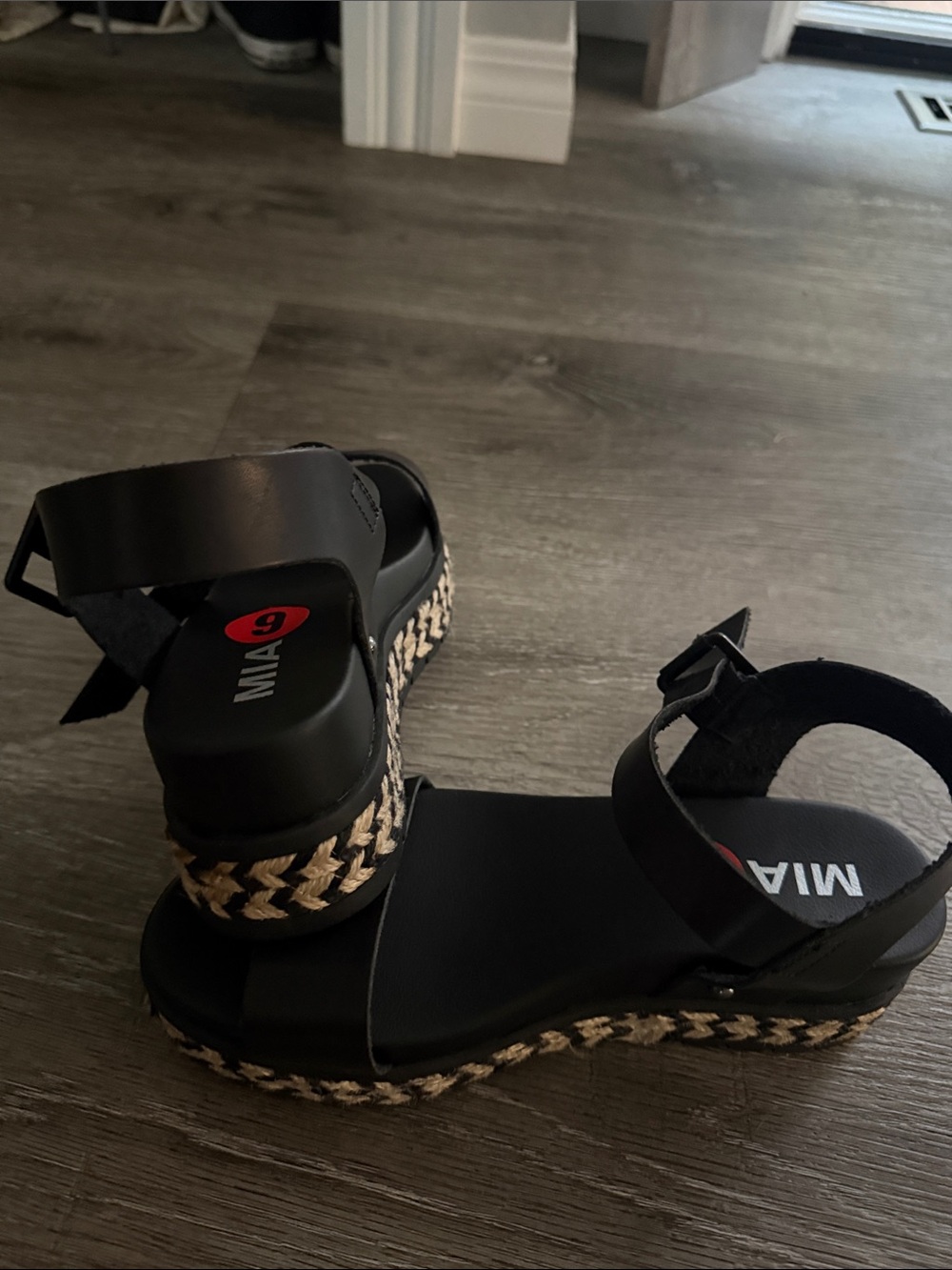 MIA Black Platform Sandal with Braided Trim